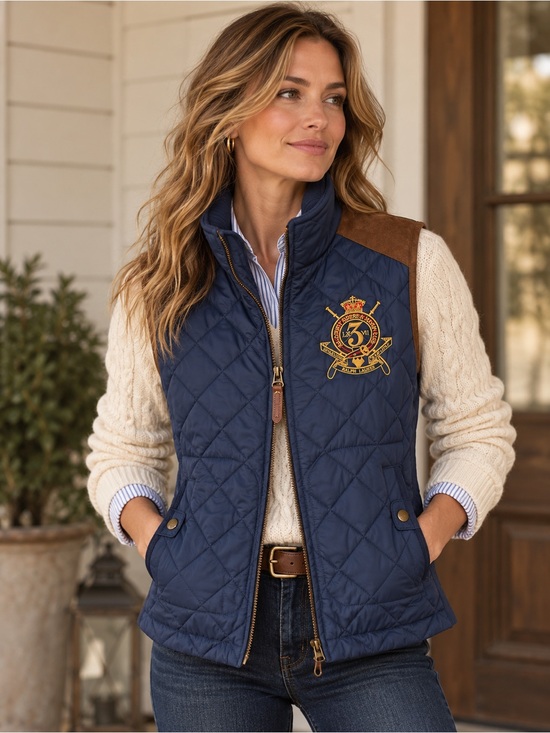 Ralph Lauren Jackets & Blazers - Ralph Lauren Sport Quilted Vest Medium Genuine Suede Equestrian Preppy